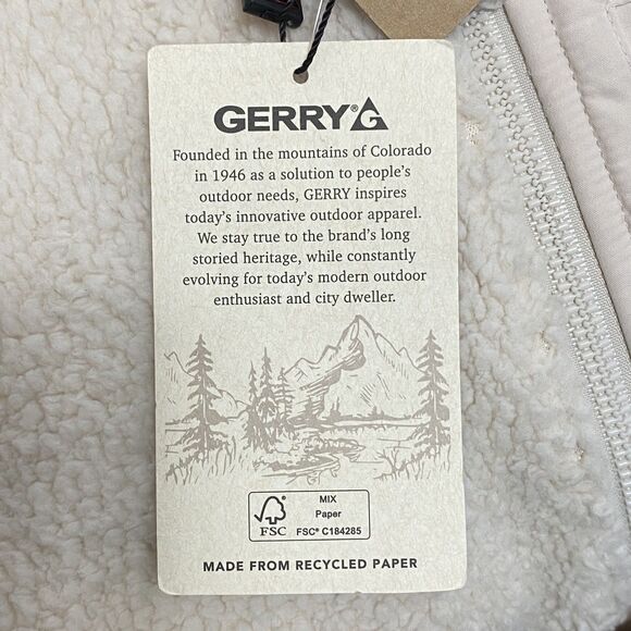Gerry Sherpa Fleece Jacket Cream Full Zip Outdoor Lightweight Sz M - Picture 8 of 14